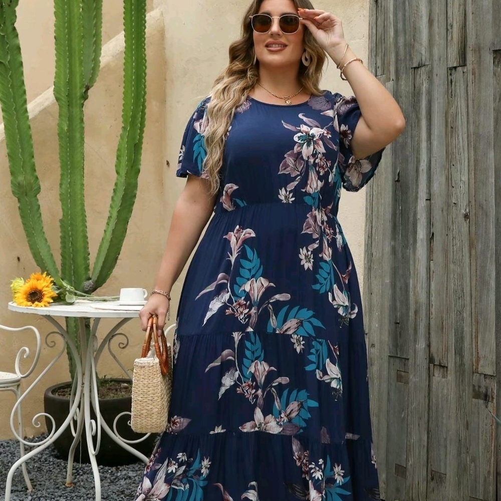 Floral Navy Blue Maxi Dress